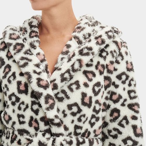 Womens Cream Leopard Aarti Hooded Sherpa Robe 94127 by UGG from Hurleys