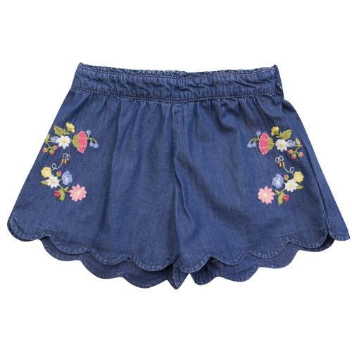 Girls Blue Embroidered Denim Shorts 22616 by Mayoral from Hurleys