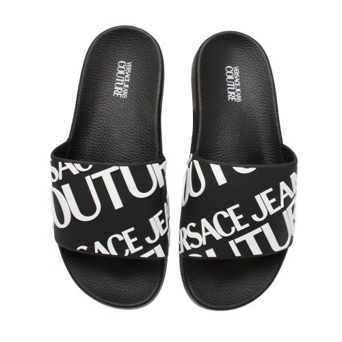 Womens Black Branded Logo Slides 51103 by Versace Jeans Couture from Hurleys
