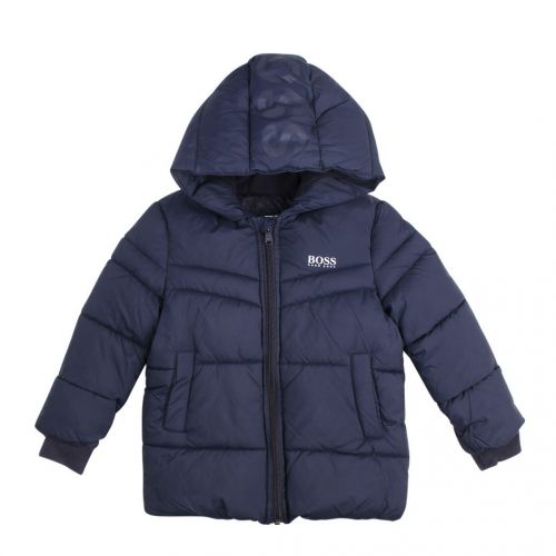 Boys Navy Branded Hooded Padded Jacket 91702 by BOSS from Hurleys