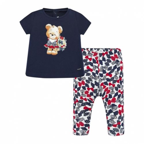 Infant Navy Teddy Flowers T Shirt & Leggings Set 58221 by Mayoral from Hurleys