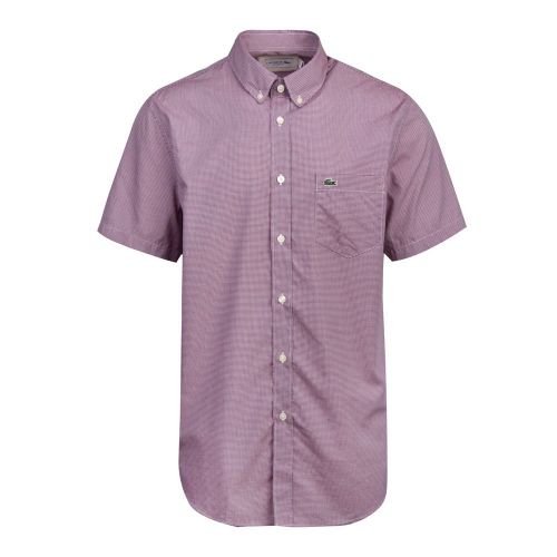 Mens Red Mini Gingham S/s Shirt 86296 by Lacoste from Hurleys