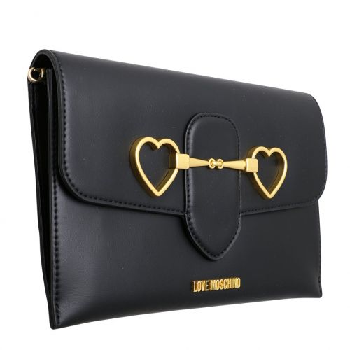 Womens Black Heart Srap Clutch Cross Body Bag 101885 by Love Moschino from Hurleys