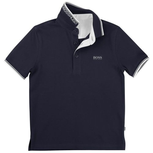 Boys Navy Tipped S/s Polo Shirt 7492 by BOSS from Hurleys