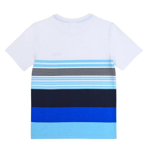 Boys White/Blue Gradient Stripe S/s T Shirt 84550 by BOSS from Hurleys