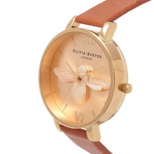 Womens Tan & Gold Animal Motif Moulded Bee Watch 72906 by Olivia Burton from Hurleys