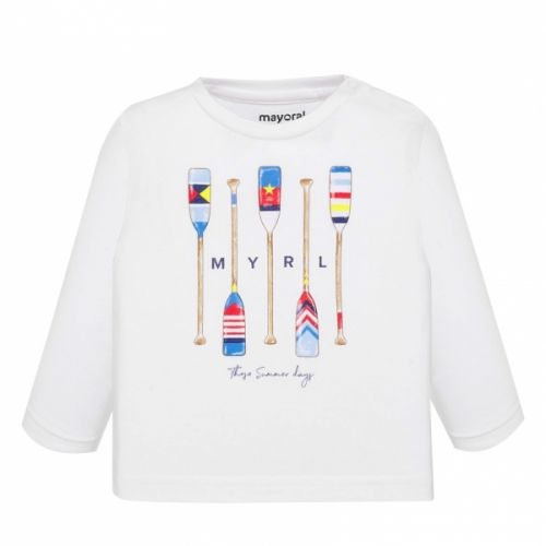 Infant White Branded Oars L/s T Shirt 58265 by Mayoral from Hurleys