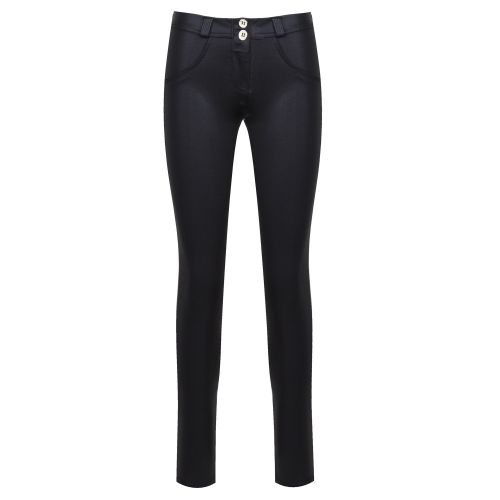 Womens Shiny Black Mid Rise Skinny Jeans 34013 by Freddy from Hurleys