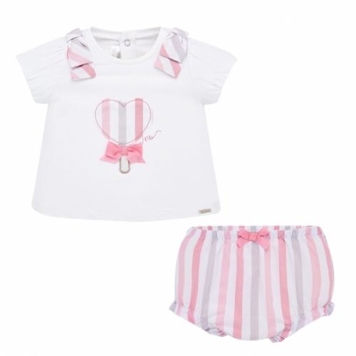 Baby White/Rose Heart Top & Bloomer Set 58149 by Mayoral from Hurleys