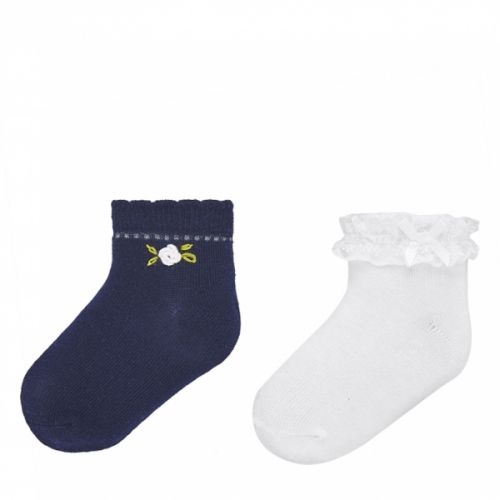 Infant Navy/White Frill & Flower 2 Pack Socks 58273 by Mayoral from Hurleys
