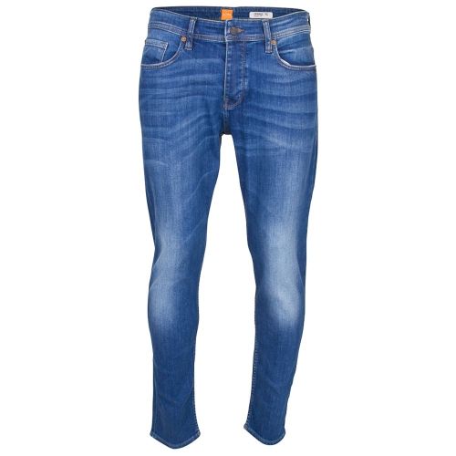 Mens Bright Blue Orange 90 Tapered Fit Jeans 6357 by BOSS from Hurleys