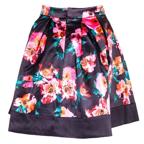 Womens Black Multi Allegro Poppy Satin Flared Skirt 69256 by French Connection from Hurleys