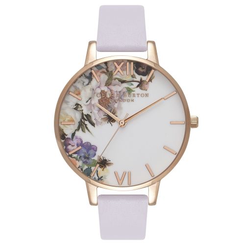 Womens Parma Violet & Rose Gold Enchanted Garden Watch 27957 by Olivia Burton from Hurleys