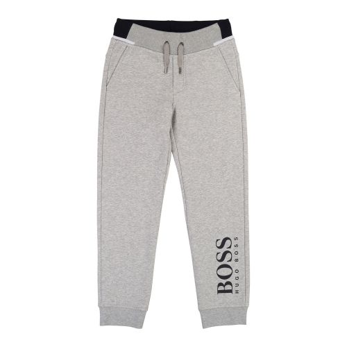Boys Light Grey Marl Branded Sweat Pants 45538 by BOSS from Hurleys
