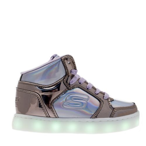 Girls Gunmetal Energy Lights Shiny Brights Trainers (27-39) 31819 by Skechers from Hurleys