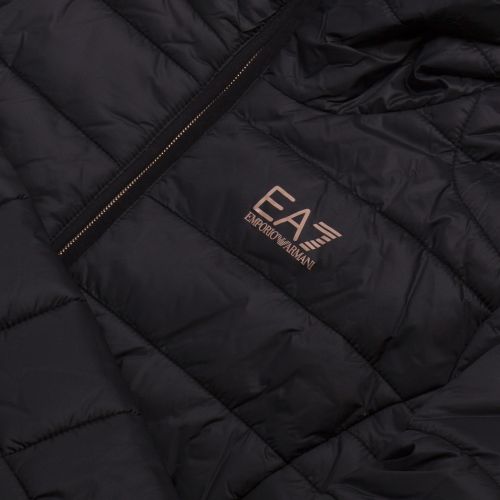 Womens Black Branded Hooded Padded Coat 30563 by EA7 from Hurleys