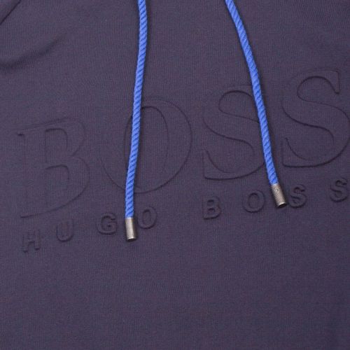 Mens Dark Blue Embossed Logo Hooded Sweat Top 42762 by BOSS from Hurleys