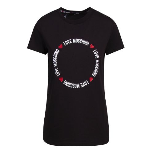 Womens Black Circle Logo Fitted S/s T Shirt 74553 by Love Moschino from Hurleys