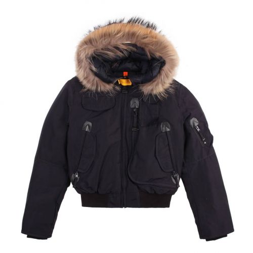 Girls Navy Gobi Fur Hooded Jacket 93373 by Parajumpers from Hurleys