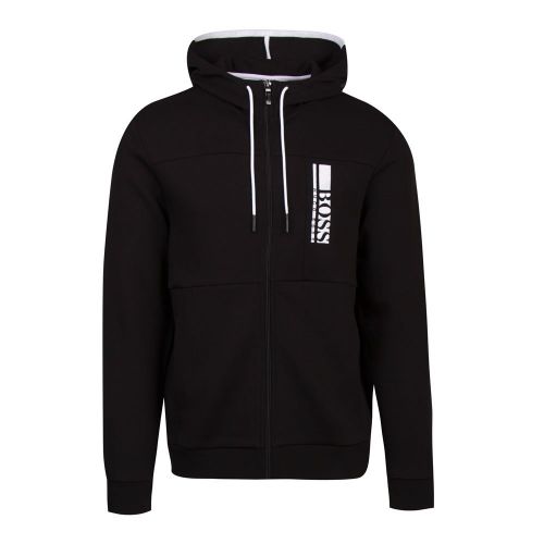 Athleisure Mens Black Saggy 1 Hooded Zip Through Sweat Top 88921 by BOSS from Hurleys
