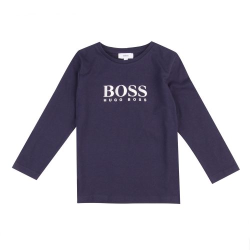 Boys Navy Branded Logo L/s T Shirt 28382 by BOSS from Hurleys