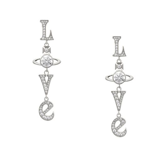 Womens	Platinum/White Roderica Long Earrings 137467 by Vivienne Westwood from Hurleys