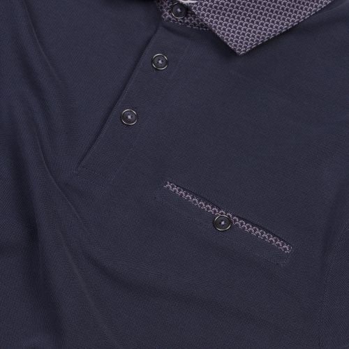 Mens Navy Aslam Woven Collar S/s Polo Shirt 43882 by Ted Baker from Hurleys