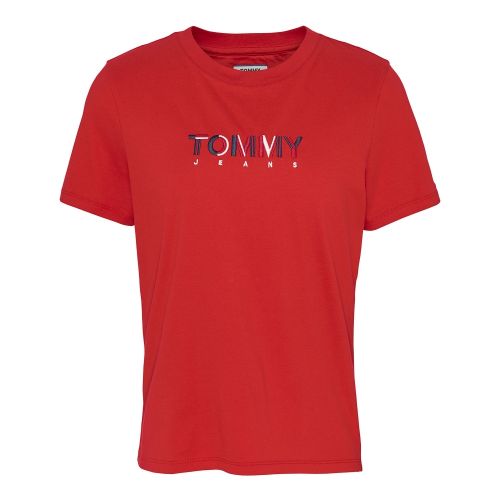 Womens Deep Crimson Multicolour Logo S/s T Shirt 58086 by Tommy Jeans from Hurleys