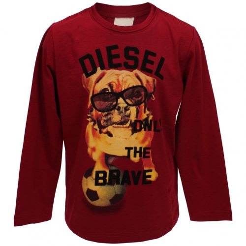 Boys Takeo L/s T Shirt in Bright Red 27431 by Diesel from Hurleys
