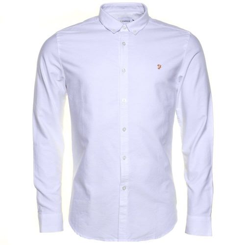 Mens White Brewer Oxford Slim Fit L/s Shirt 20940 by Farah from Hurleys