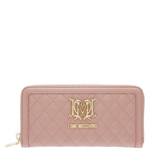 Womens Dusky Pink Quilted Zip Around Purse 35129 by Love Moschino from Hurleys