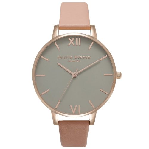 Womens Dusty Pink & Rose Gold Grey Big Dial Watch 67969 by Olivia Burton from Hurleys