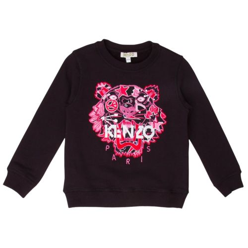 Girls Black Tiger 5 Sweat Top 11742 by Kenzo from Hurleys