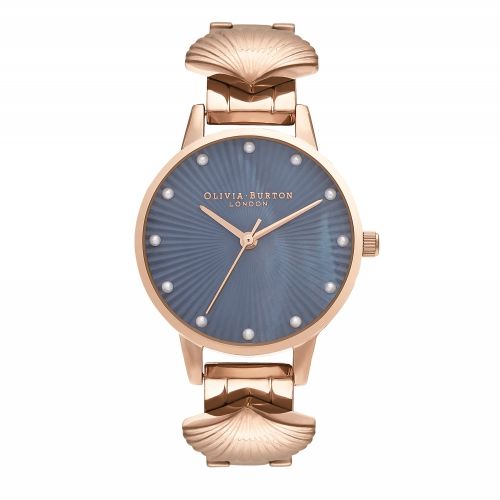 Womens Rose Gold/Blue The Mermaid Watch 49175 by Olivia Burton from Hurleys