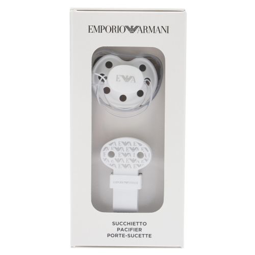 Baby White Branded Dummy & Clip 38056 by Emporio Armani from Hurleys
