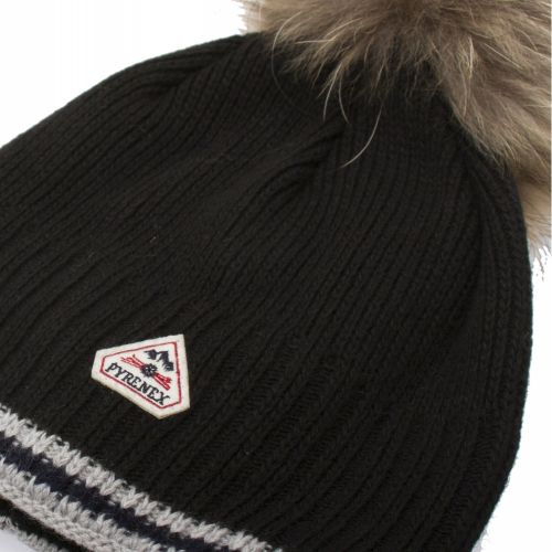 Womens Black Aboa Fur Knitted Hat 49003 by Pyrenex from Hurleys