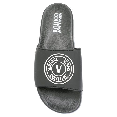 Womens Black Logo Emblem Slides 106595 by Versace Jeans Couture from Hurleys