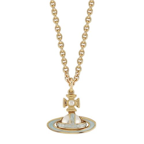 Womens Gold/Cream/Blue Simonetta Bas Relief Pendant Necklace 91245 by Vivienne Westwood from Hurleys