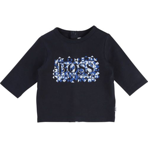 Baby Navy Geo Logo L/s T Shirt 13167 by BOSS from Hurleys