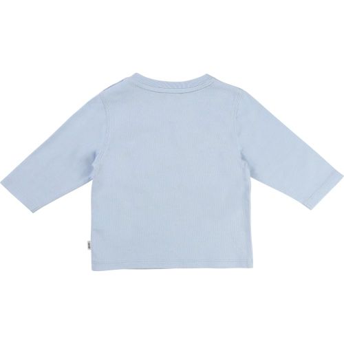 Baby Pale Blue Textured Logo L/s T Shirt 13238 by BOSS from Hurleys