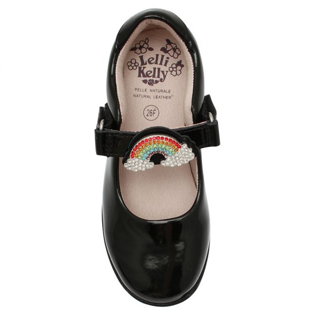 Girls Black Patent Brite Rainbow F Fit Shoes (25-35)