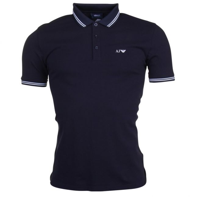 Mens Navy Tipped Regular Fit S/s Polo Shirt