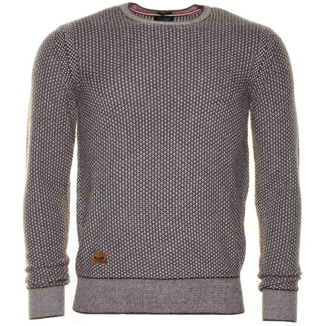 Mens Patterned Waffle Crew Knitted Jumper
