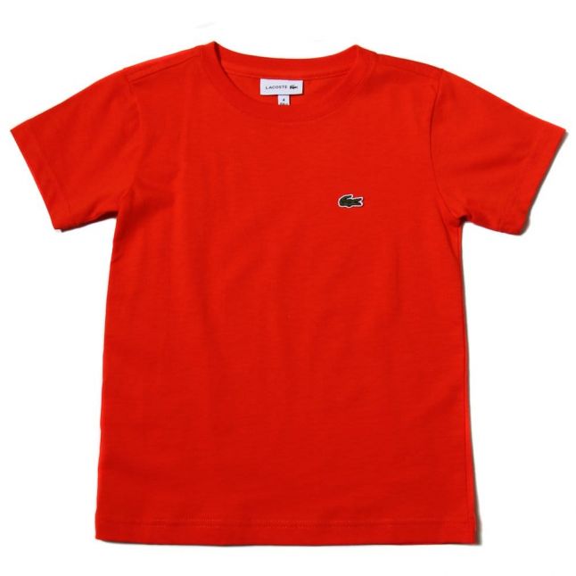 Boys Etna Red Classic Crew S/s Tee Shirt 29466 by Lacoste from Hurleys