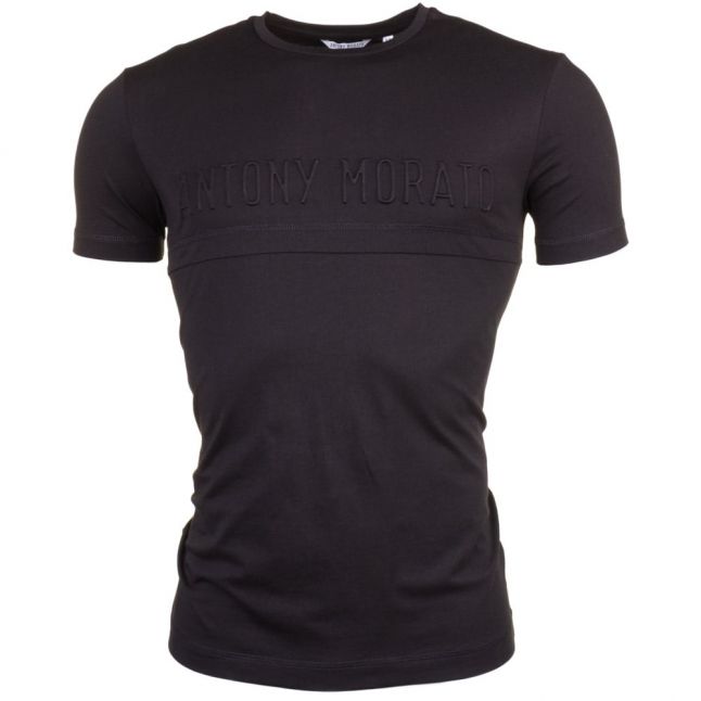 Mens Black Silver Label Branded S/s Tee Shirt