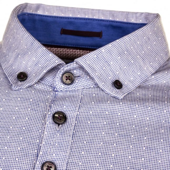Mens Light Blue Tomaso Jacquard Spot S/s Polo Shirt