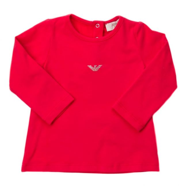 Baby Red Diamante Logo L/s Tee Shirt