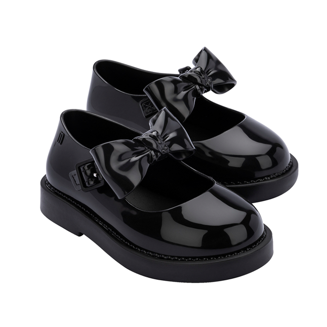 Girls Black Mini Lola Bow Shoes (4-11)