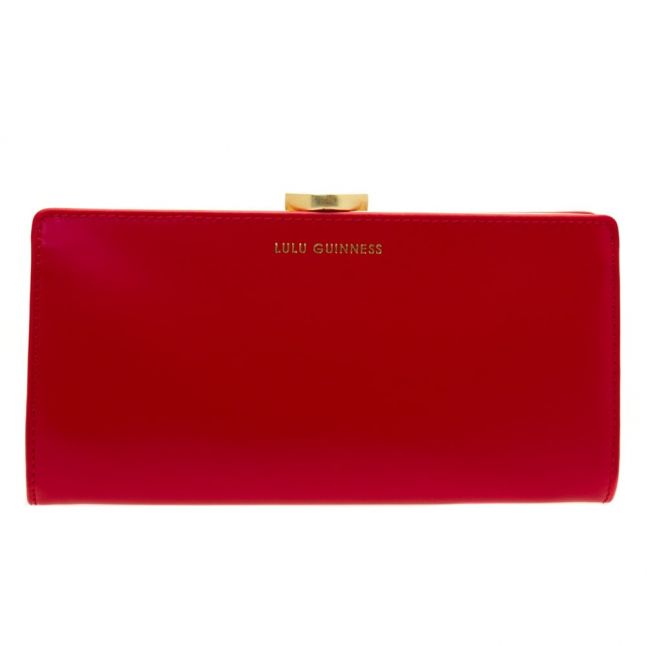 Womens Red Polished Leather Flat Frame Purse