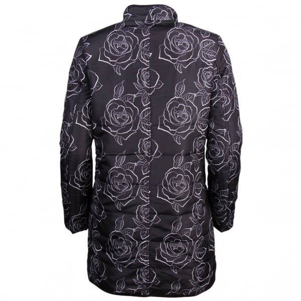 Womens Black Rose Printed Coat